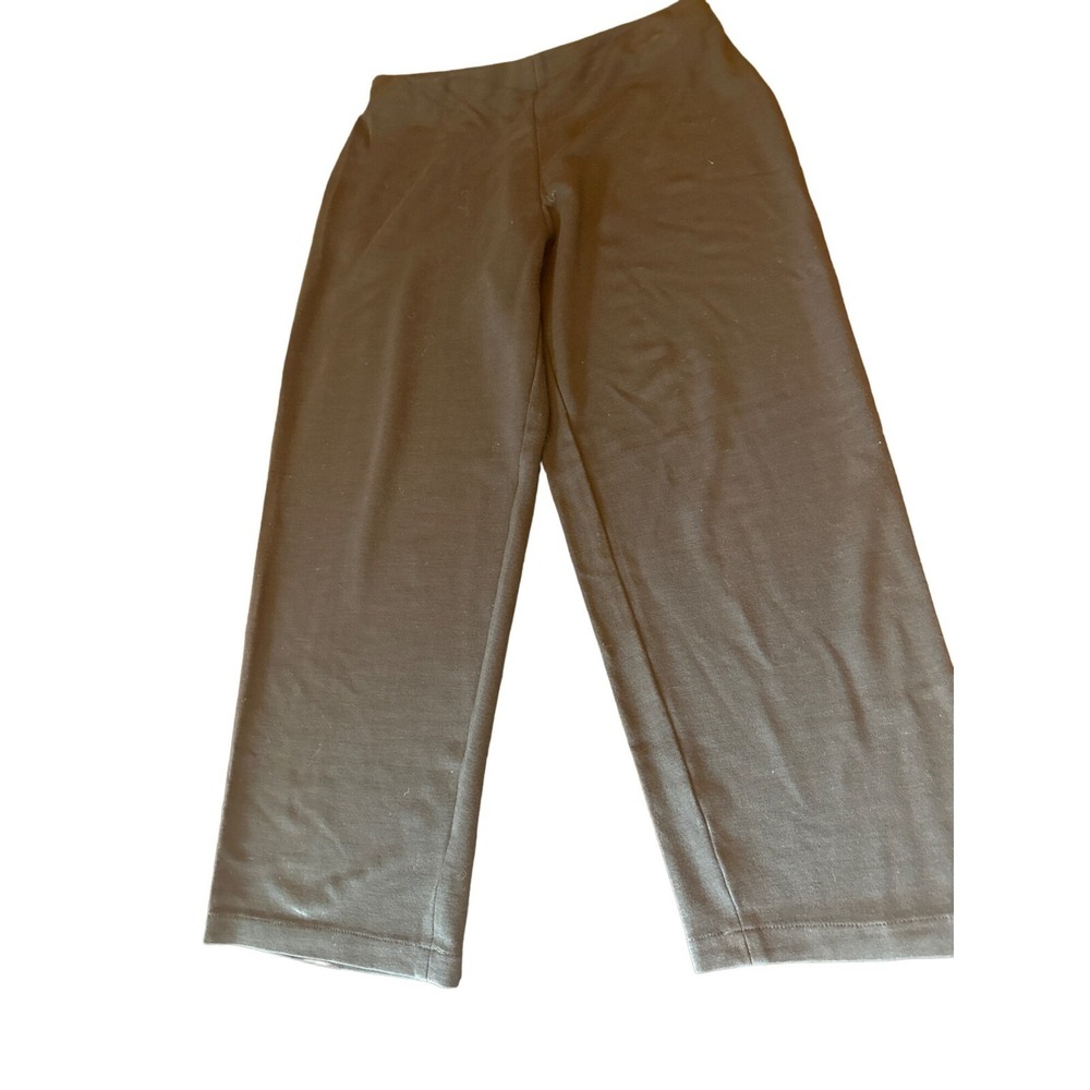 Eileen‎ Fisher Black Knit Pull on Wide Leg Cropped Pants Size Medium